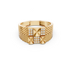 Yellow Gold Textured Cross Diamond Ring