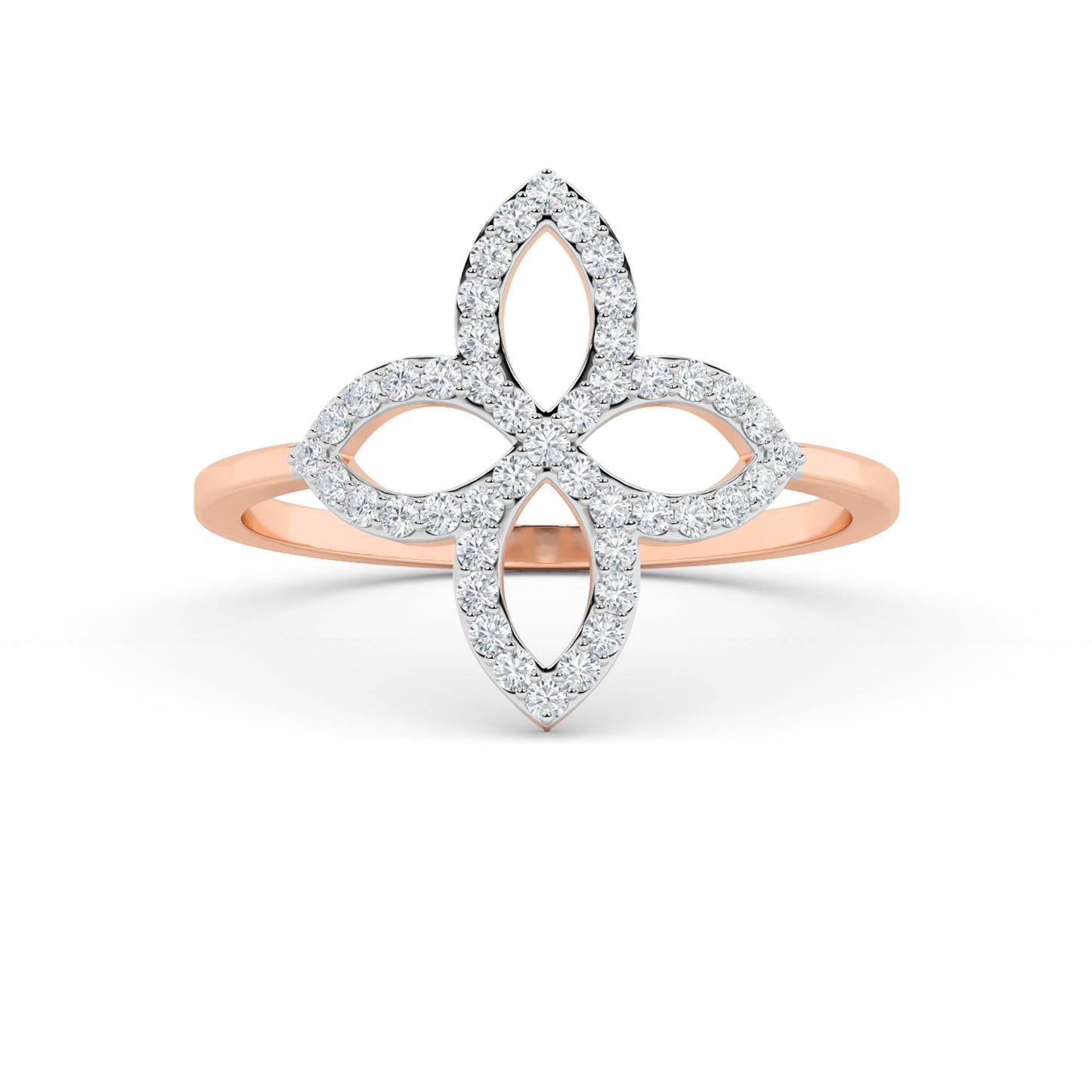 Rose Gold Pavé Diamond Floral Ring