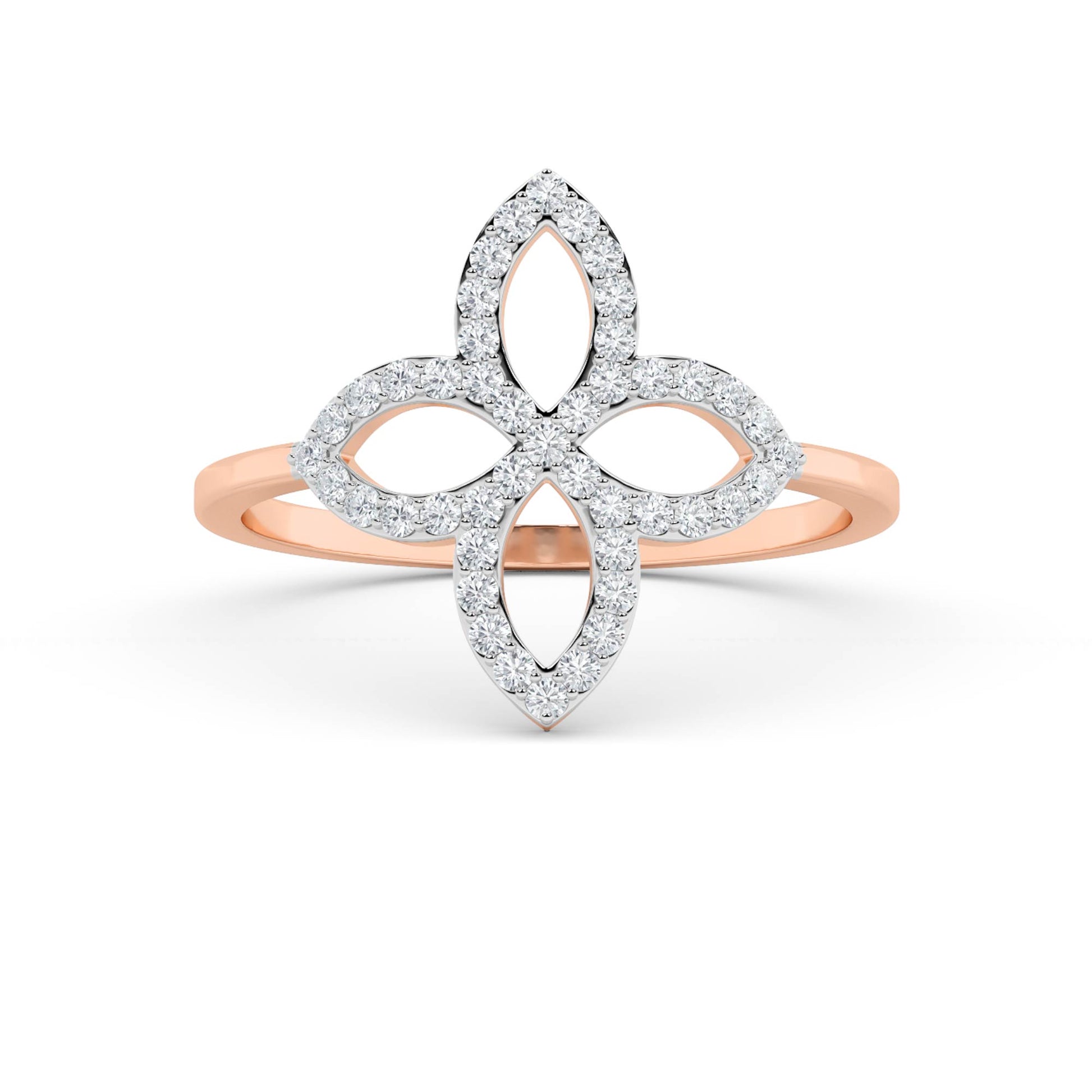 Rose Gold Pavé Diamond Floral Ring