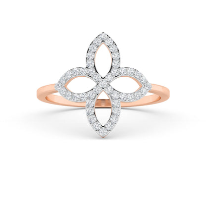 Rose Gold Pavé Diamond Floral Ring