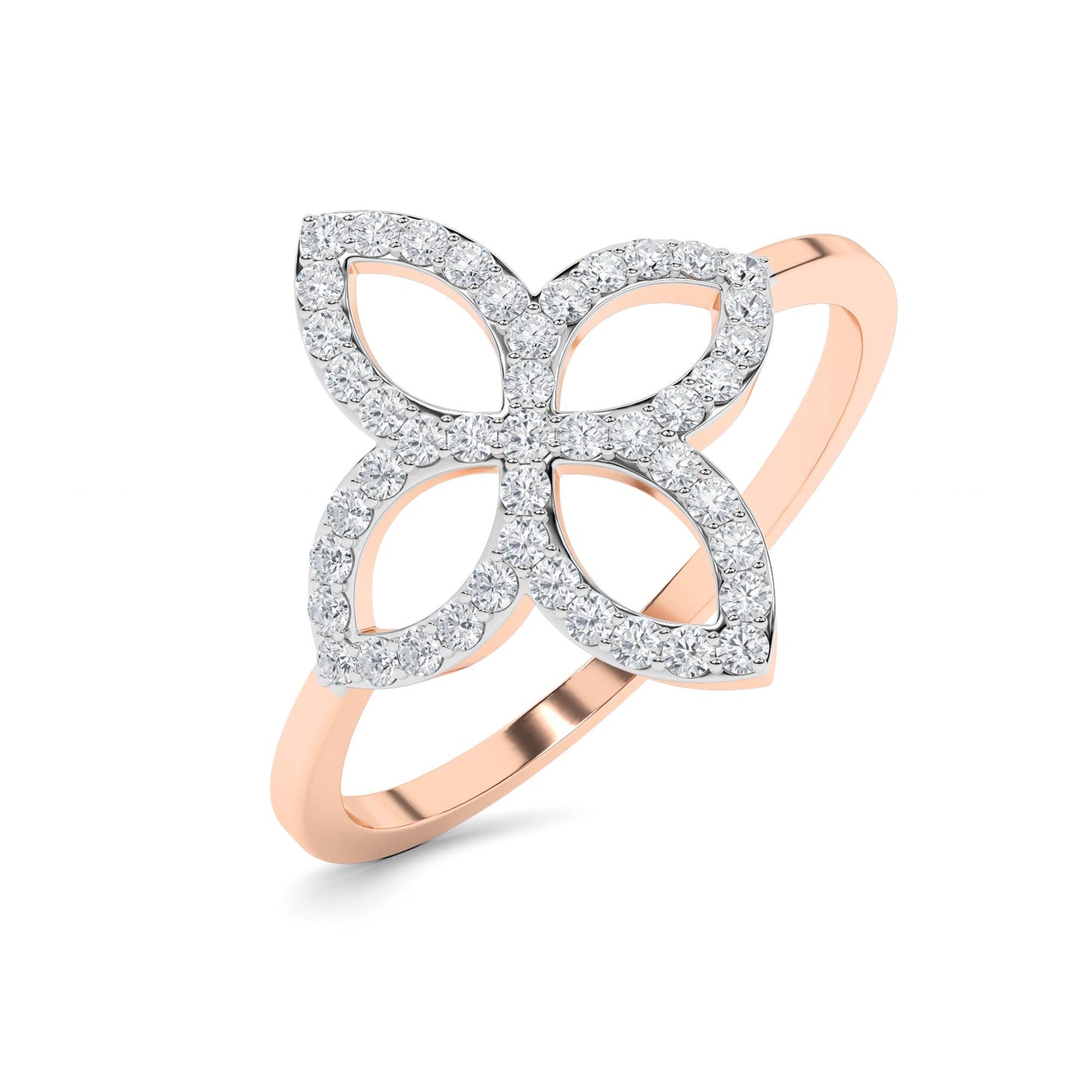 Rose Gold Pavé Diamond Floral Ring