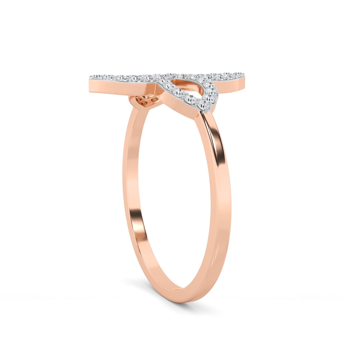 Rose Gold Pavé Diamond Floral Ring
