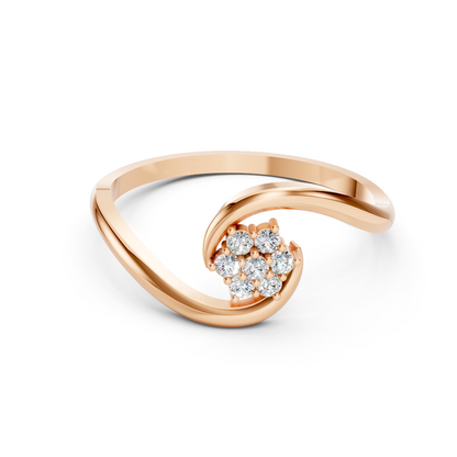 Rose Gold Swirl Cluster Diamond Ring