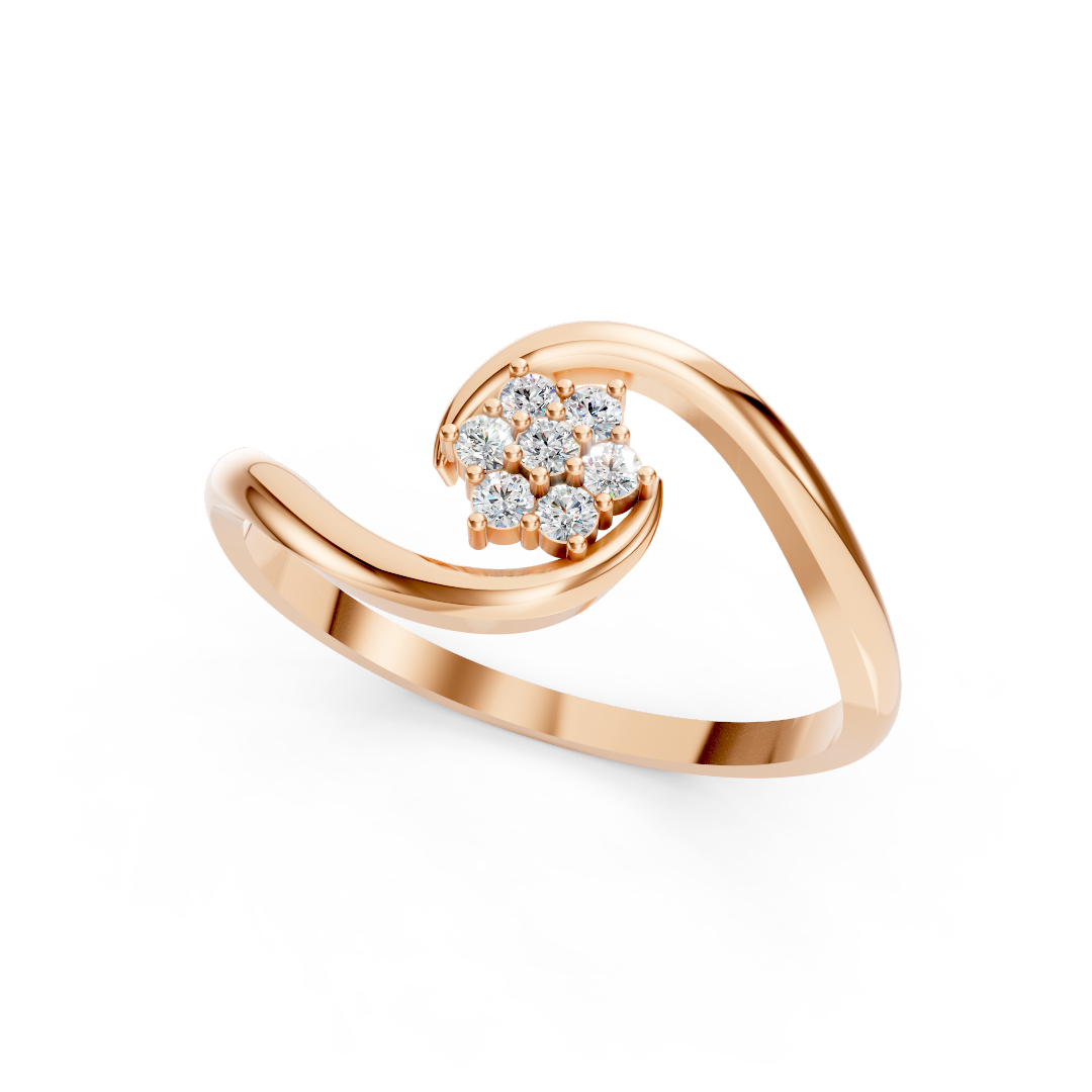 Rose Gold Swirl Cluster Diamond Ring