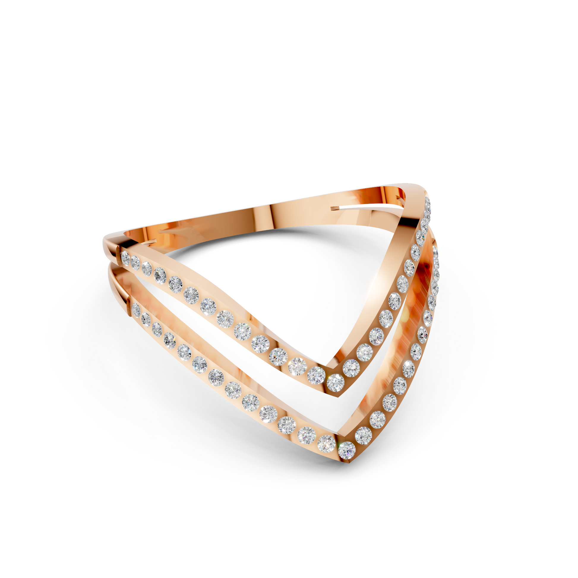 Yellow Gold Double V Diamond Ring