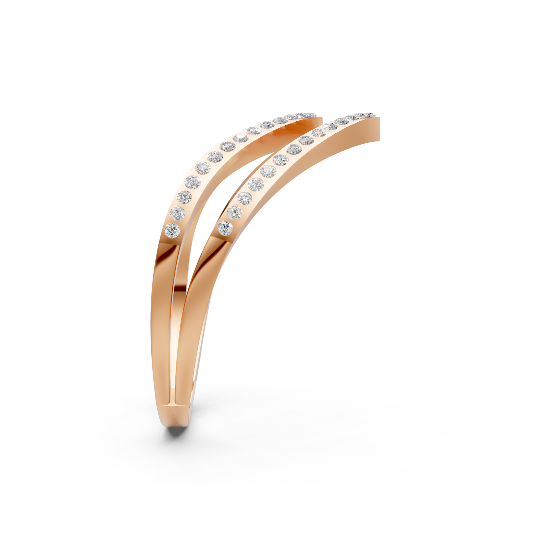 Yellow Gold Double V Diamond Ring