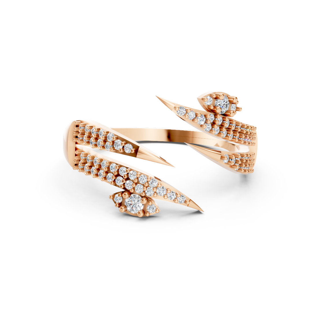Rose Gold Diamond Spiral Wrap Band Ring