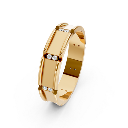 Yellow Gold Geometric Diamond Band Ring