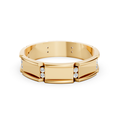 Yellow Gold Geometric Diamond Band Ring