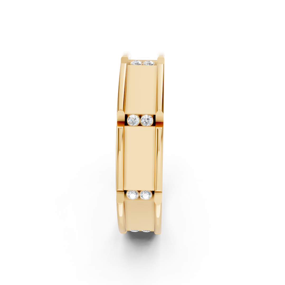Yellow Gold Geometric Diamond Band Ring