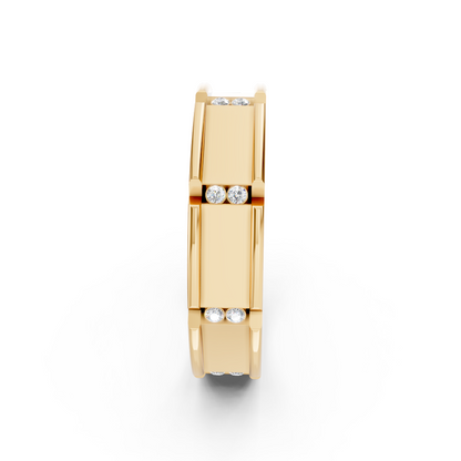 Yellow Gold Geometric Diamond Band Ring
