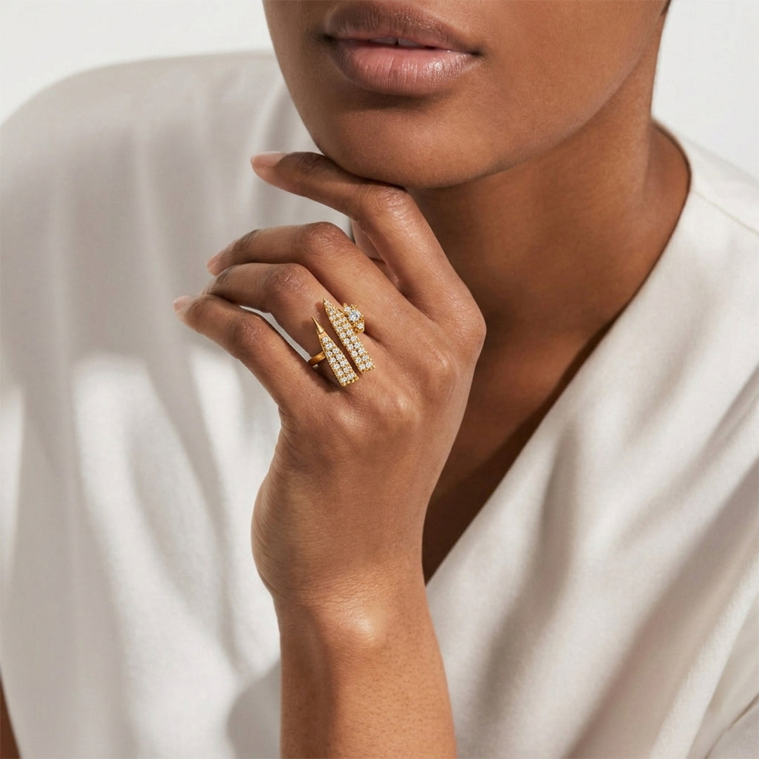 Yellow Gold Lightning Diamond Wrap Ring