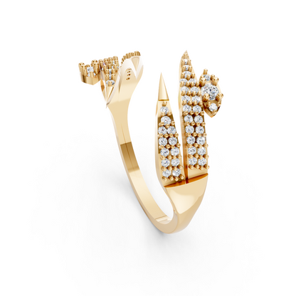 Yellow Gold Lightning Diamond Wrap Ring