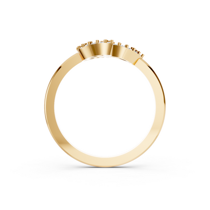 Yellow Gold Open Petal Diamond Floral Ring