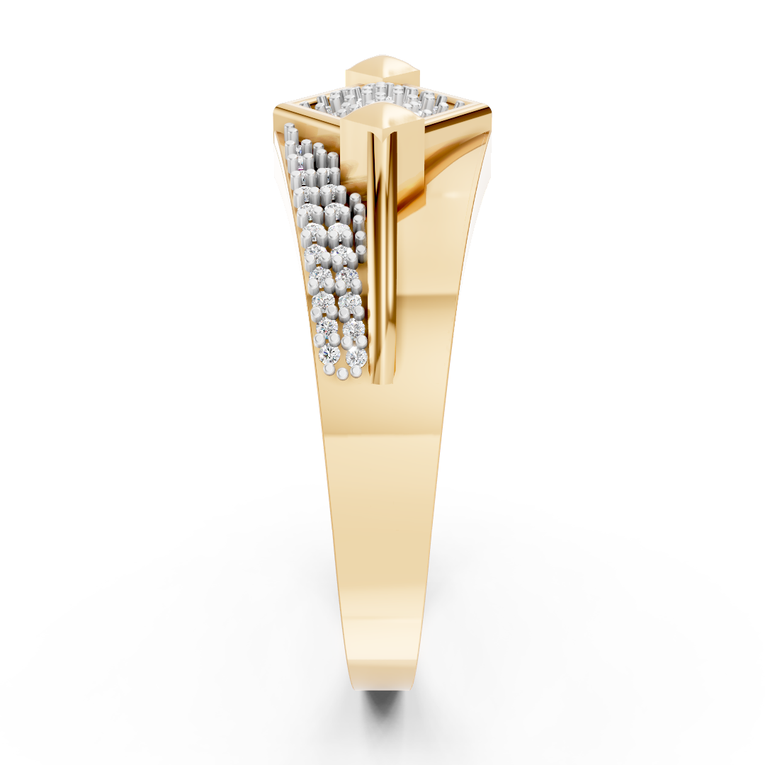 Yellow Gold Cluster Diamond Square Ring