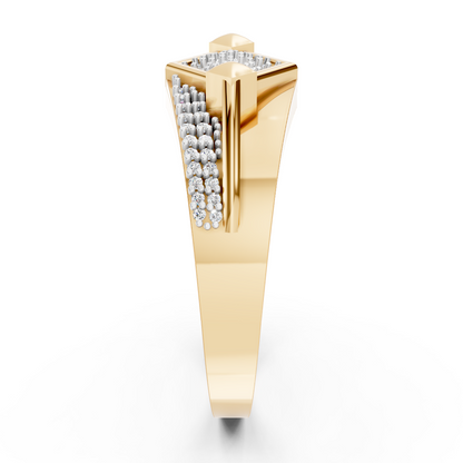 Yellow Gold Cluster Diamond Square Ring