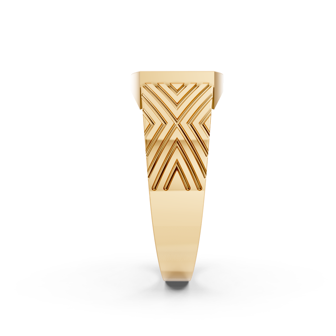Yellow Gold Diamond Square Signet Style Ring