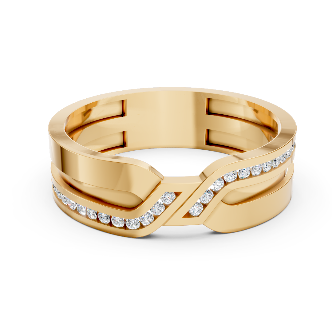 Infinity Twist Diamond Band Ring 14K Yellow Gold