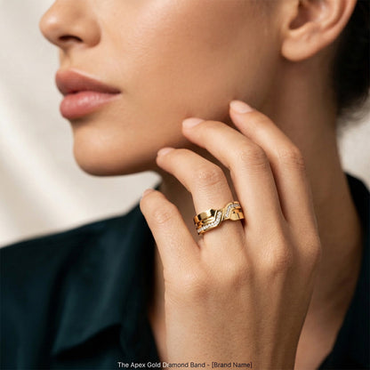 Infinity Twist Diamond Band Ring 14K Yellow Gold