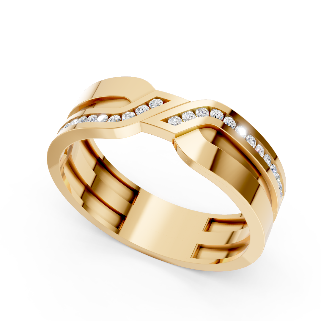 Infinity Twist Diamond Band Ring 14K Yellow Gold