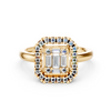 Yellow Gold Baguette Cluster Halo Ring