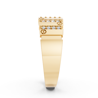 Yellow Gold Luxury Diamond Screw Band Ring