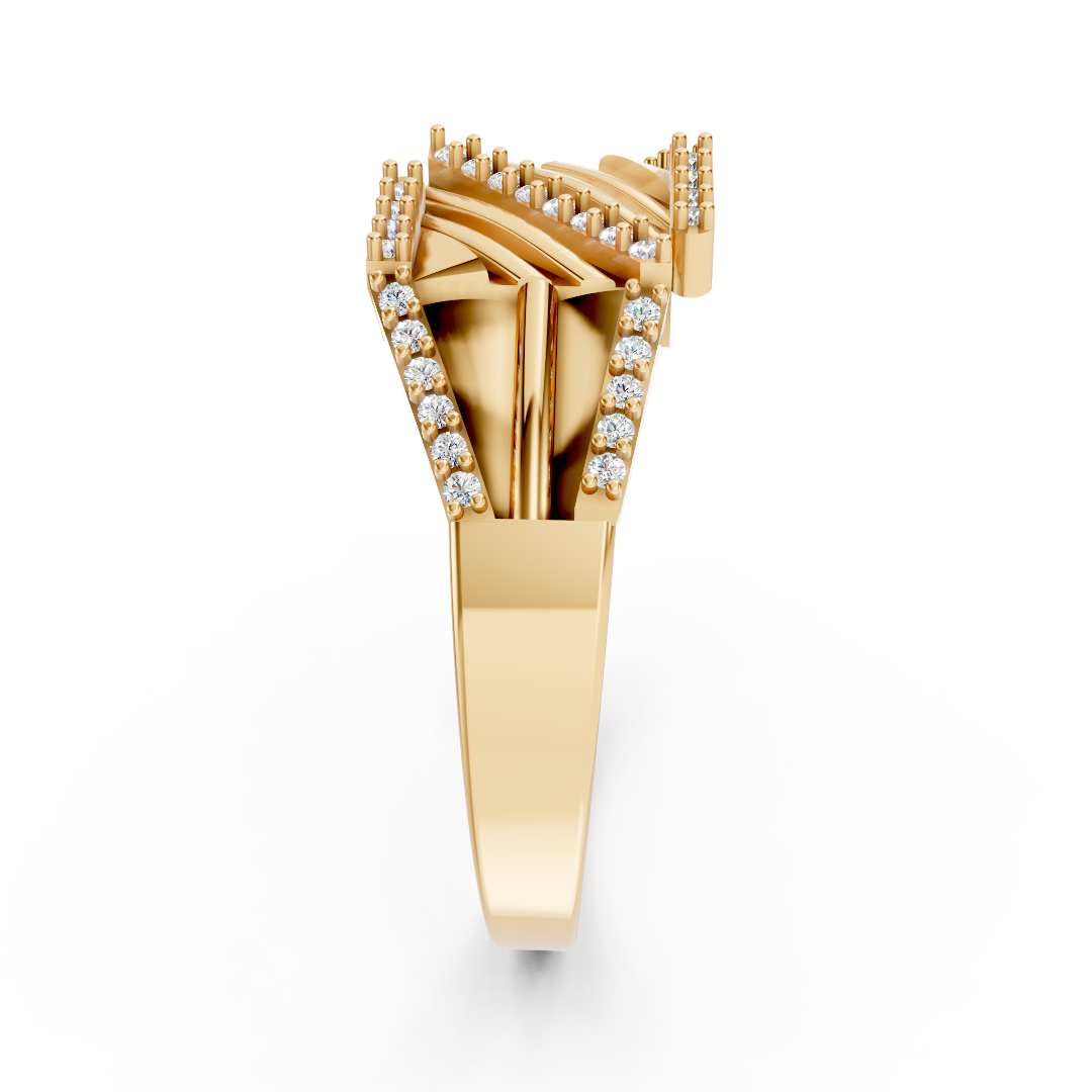 Yellow Gold Geometric Diamond Crossbar Ring