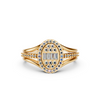 Yellow Gold Oval Baguette Diamond Halo Ring