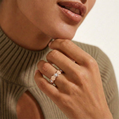 Rose Gold Hexagon Diamond Eternity Band Ring