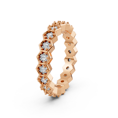 Rose Gold Hexagon Diamond Eternity Band Ring