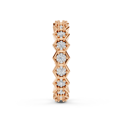 Rose Gold Hexagon Diamond Eternity Band Ring