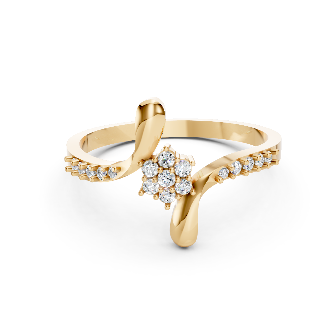 Yellow Gold Swastik Diamond Wide Band Ring