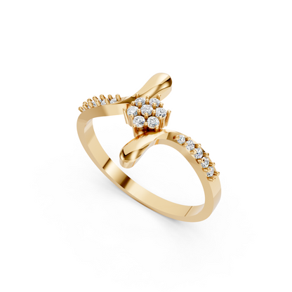 Yellow Gold Swastik Diamond Wide Band Ring