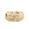 Yellow Gold Swastik Diamond Wide Band Ring