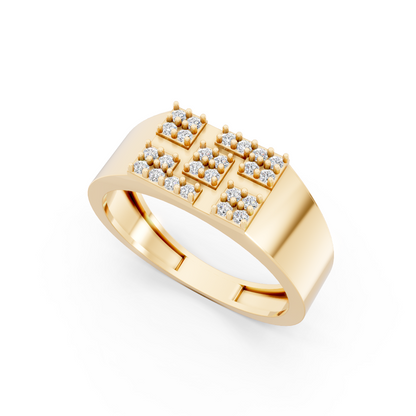 Yellow Gold Swastik Diamond Wide Band Ring