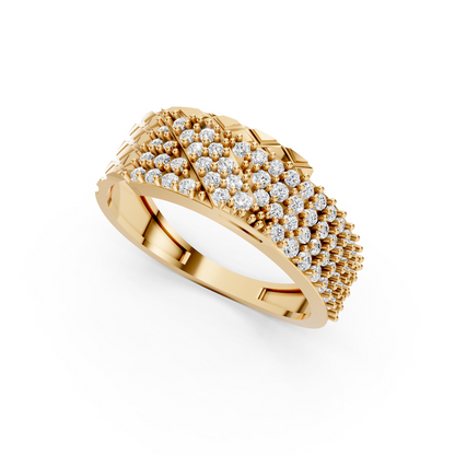 Yellow Gold Diamond Wide Pavé Band Ring