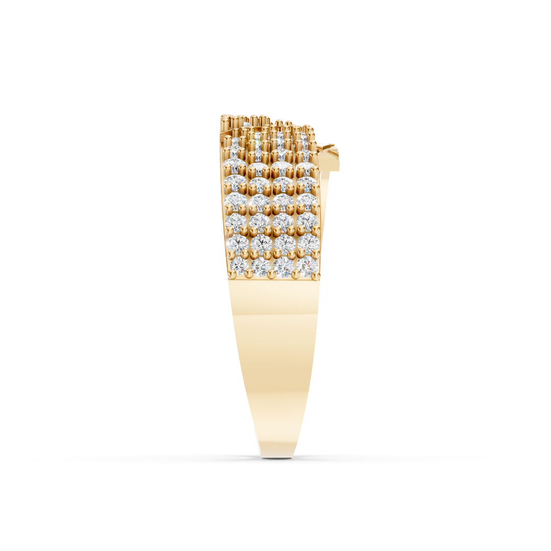Yellow Gold Diamond Wide Pavé Band Ring