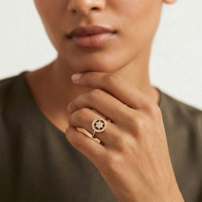 Yellow Gold Twisted Cluster Diamond Ring