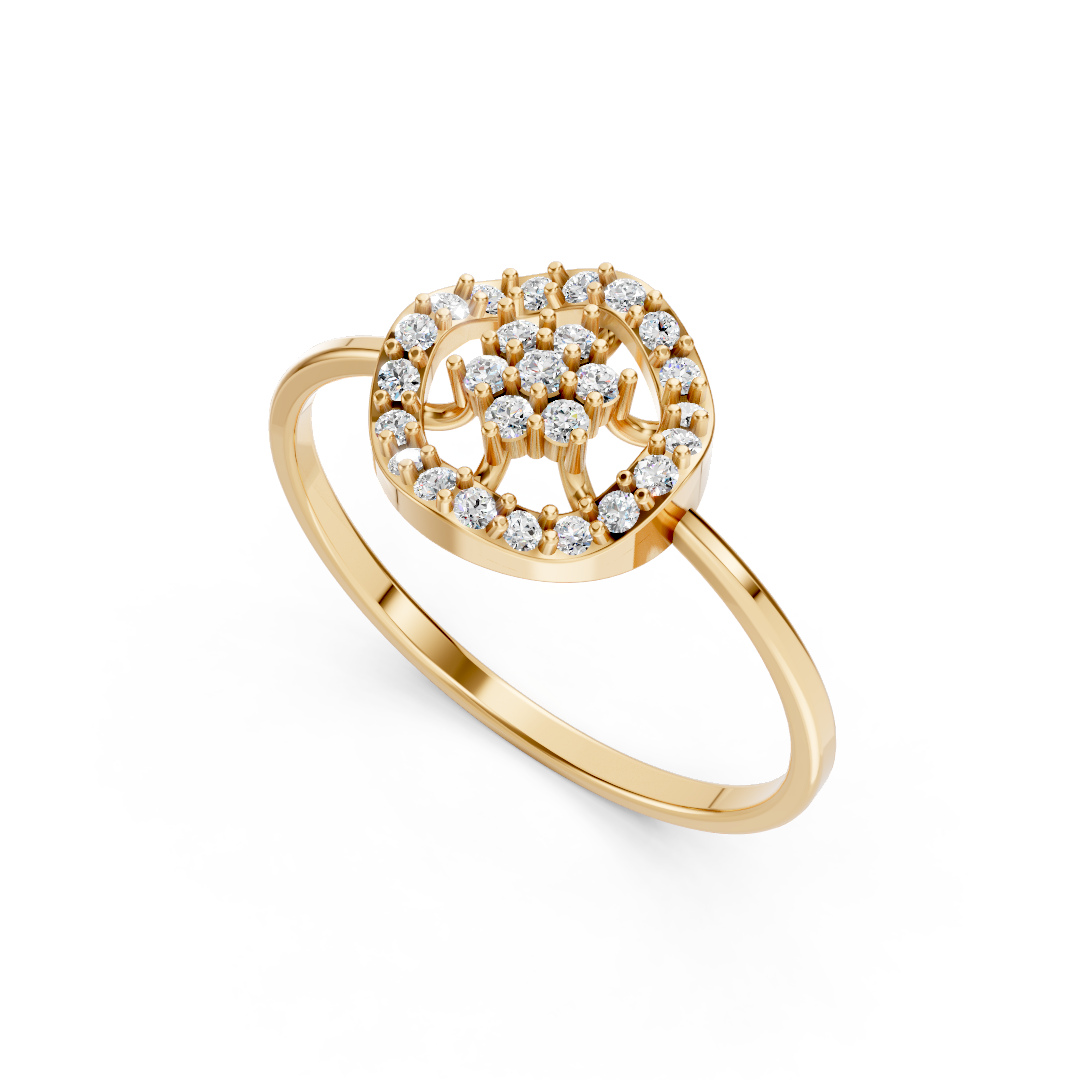 Yellow Gold Twisted Cluster Diamond Ring