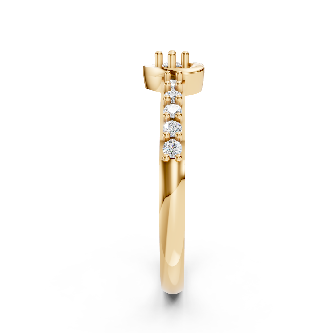 Yellow Gold Heart Drop Solitaire Diamond Ring