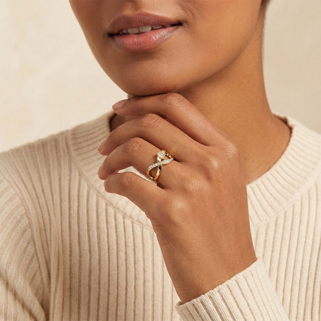 Yellow Gold Infinity Diamond Cluster Ring