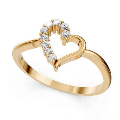 Yellow Gold Open Heart Diamond Ring