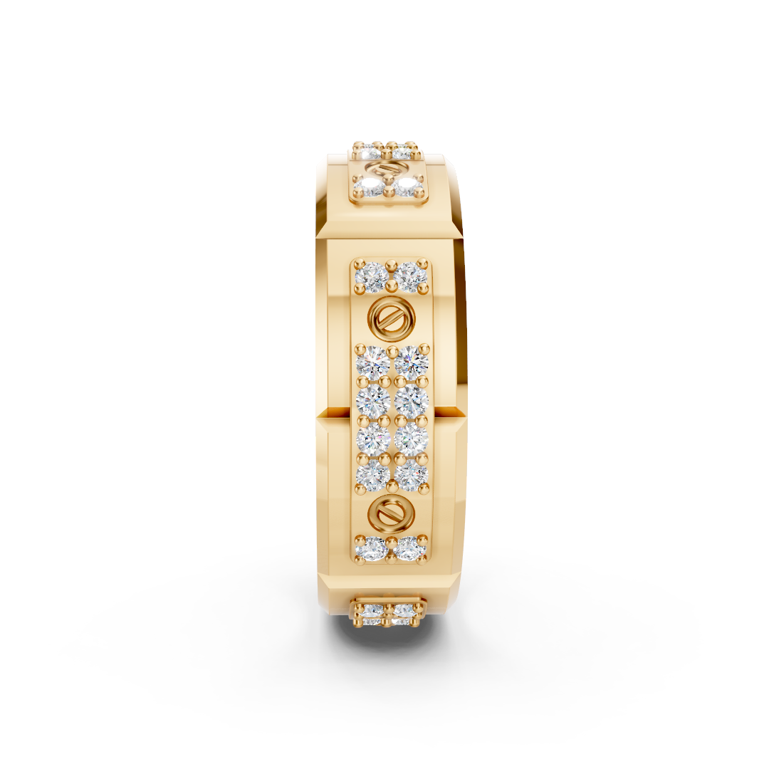 Yellow Gold Diamond Panel Band Ring