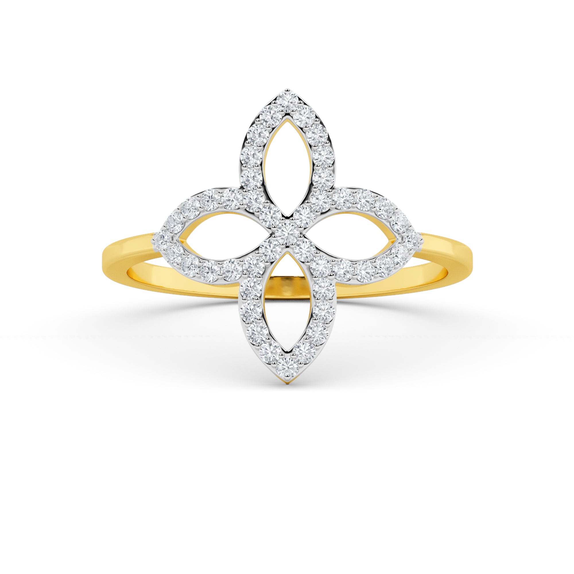 Yellow Gold Pavé Diamond Floral Ring