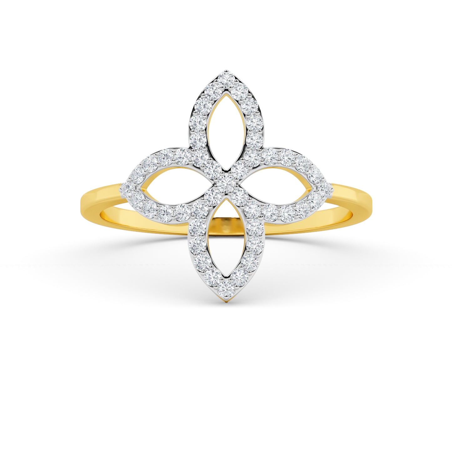 Yellow Gold Pavé Diamond Floral Ring