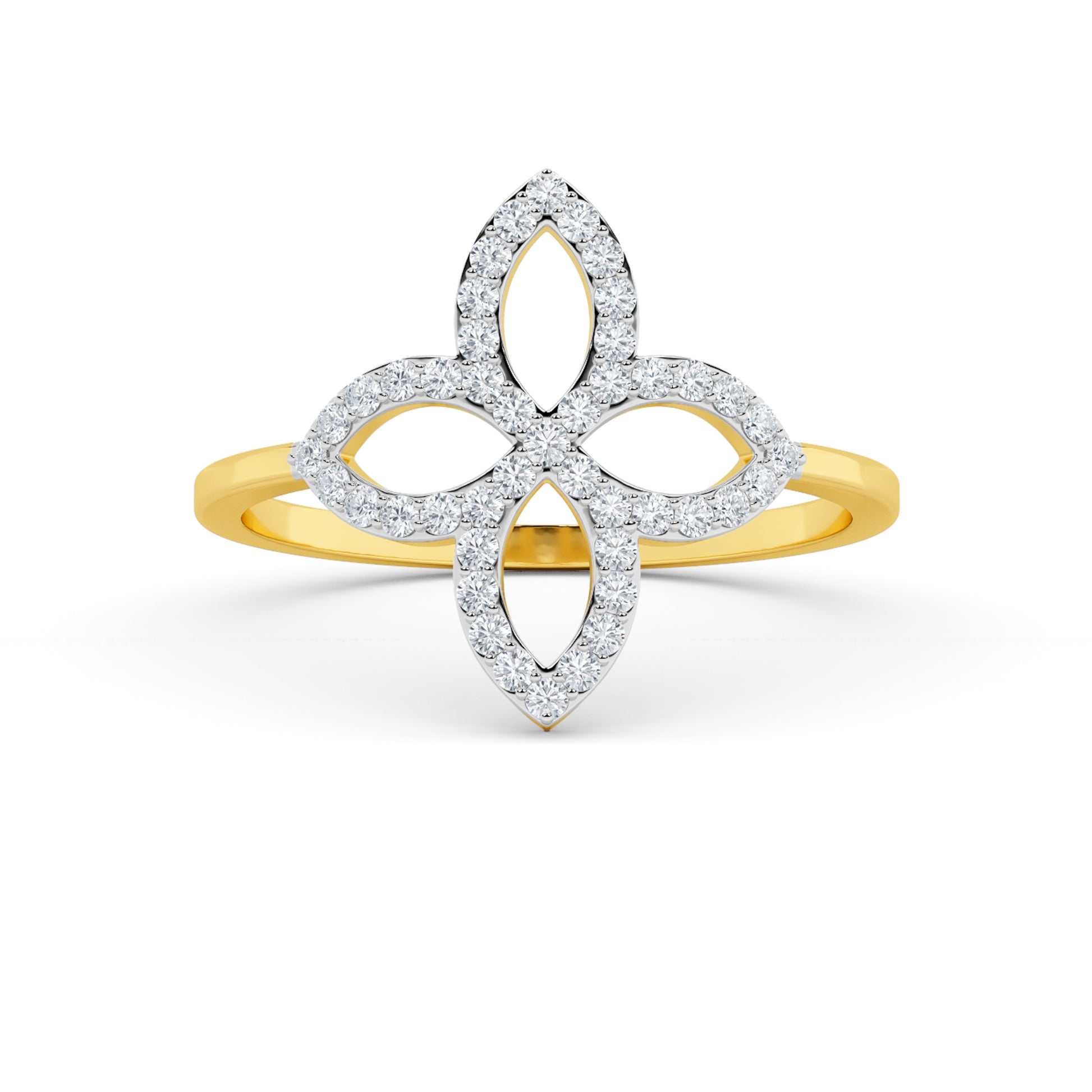 Yellow Gold Pavé Diamond Floral Ring