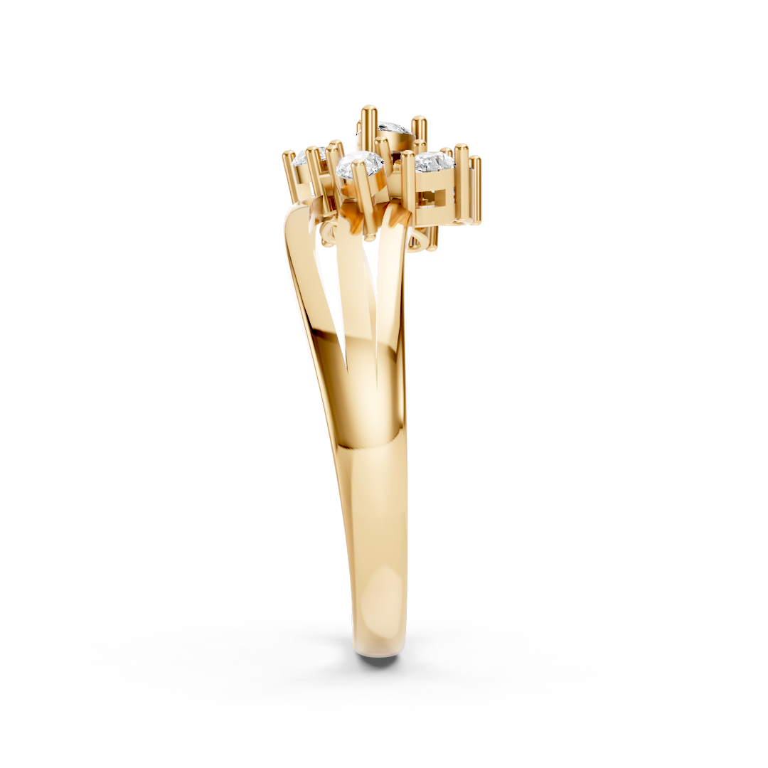 Yellow Gold Pear Cut Cluster Diamond Ring