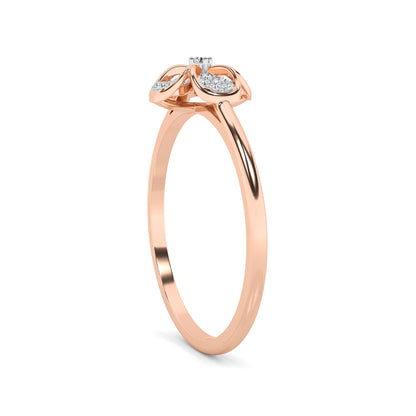 Four Petal Pavé Diamond Floral Ring 18K Rose Gold