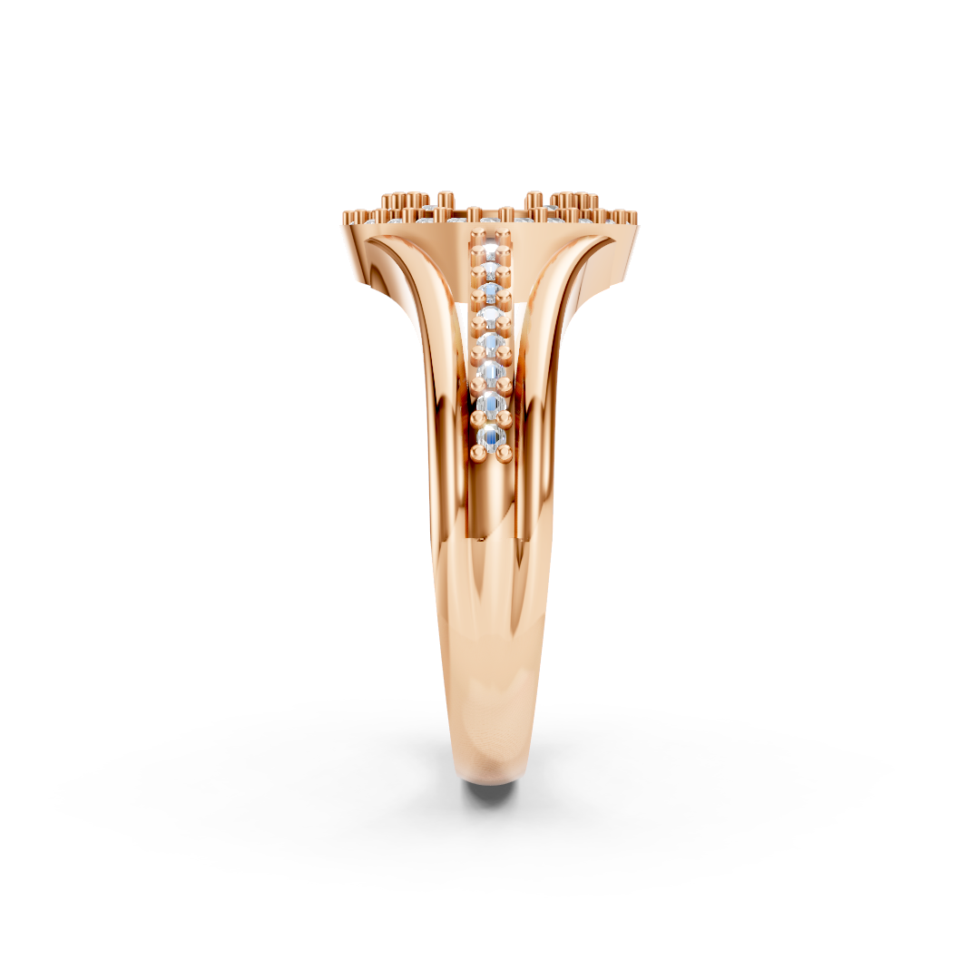 Rose Gold Oval Baguette Diamond Halo Ring