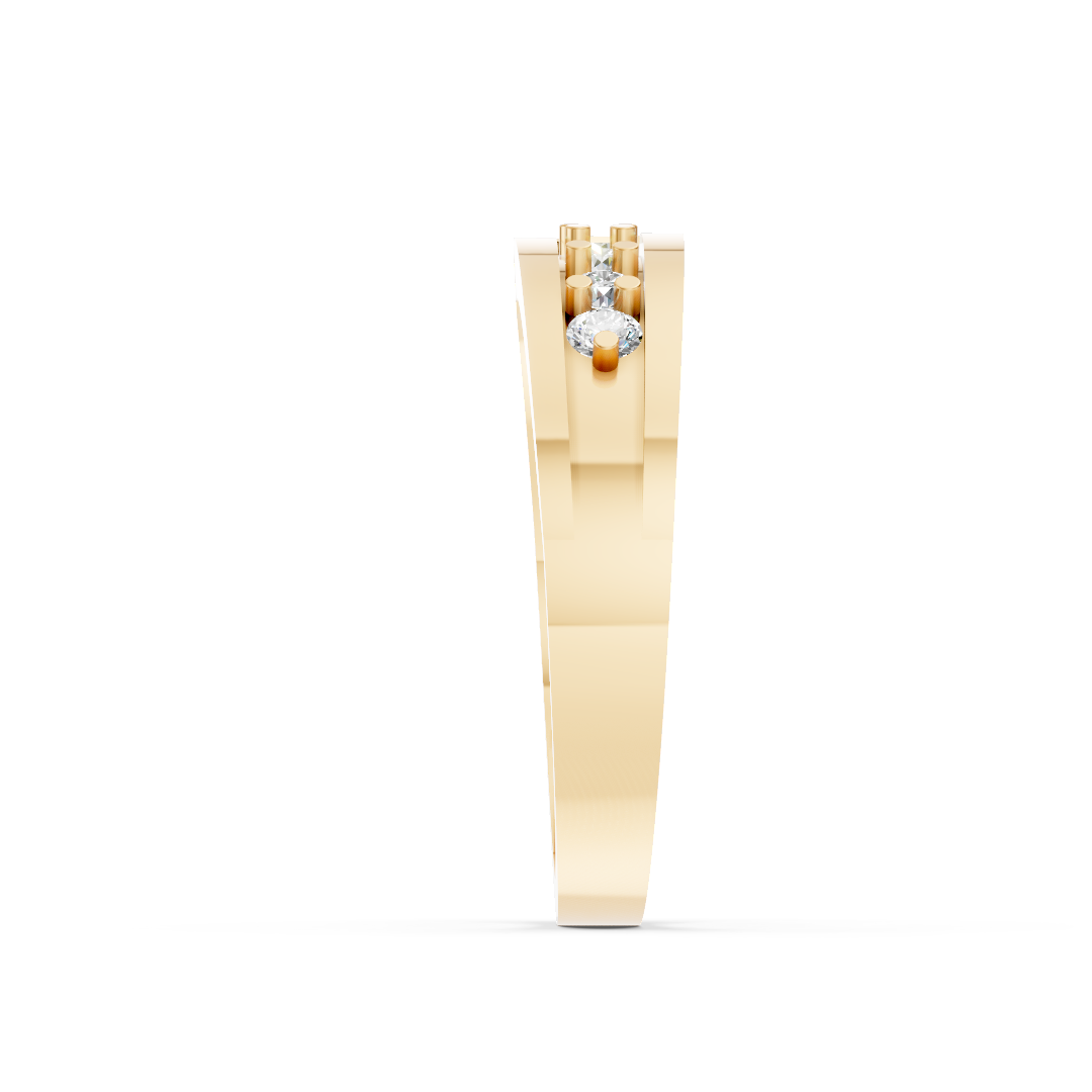 Yellow Gold Three Diamond Men's Band Ring